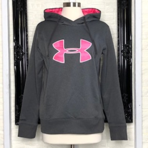 Under Armour Jackets & Blazers - UNDER ARMOUR Storm Gray Pink Cancer Ribbon Hoodie